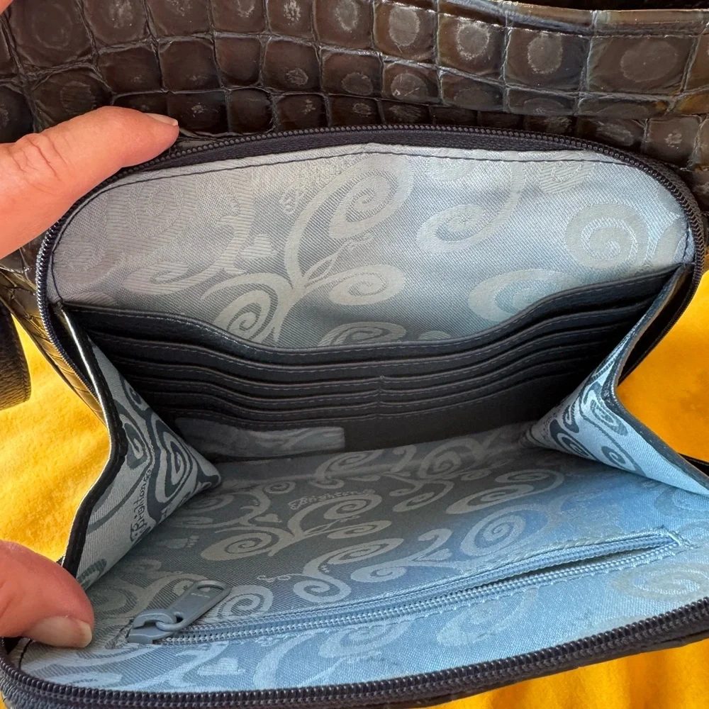 Brighton Black Croc-Embossed Shoulder Bag - Picture 7 of 9